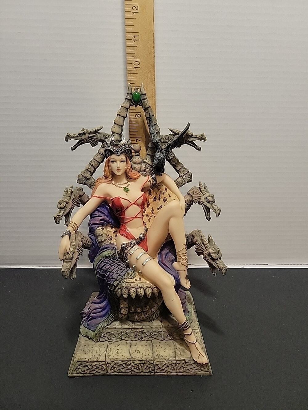 Myths And Legends Guardian Of The Sword 9” Statue Figure Dragon Throne Lady NICE